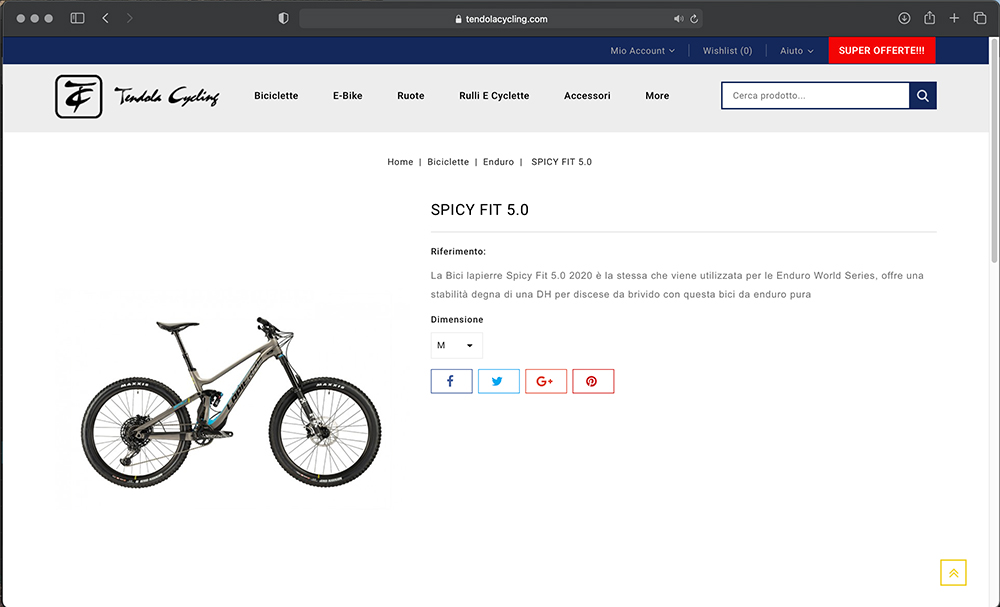 creazione e commerce rivenditori biciclette scheda prodotto